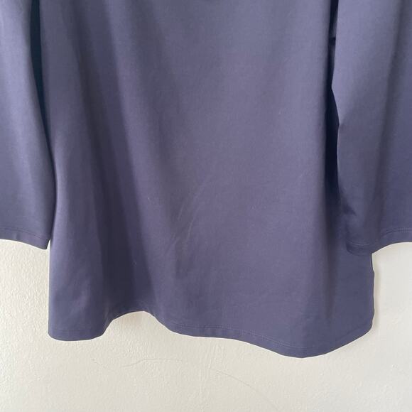 Susan Graver Size L V Neck navy blue blouse - Picture 5 of 10